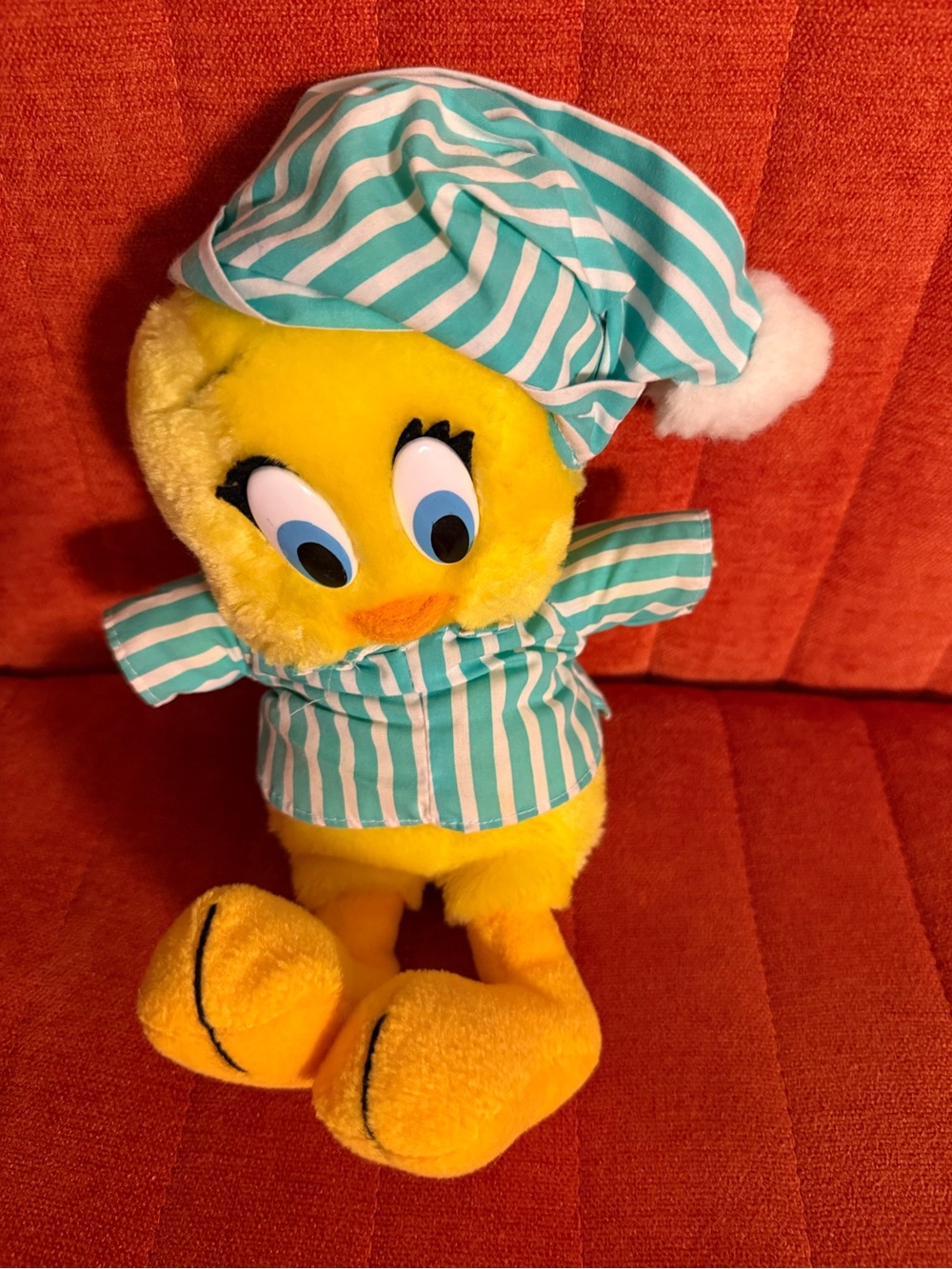 Vintage Tweety Plush Bird - Striped Pajamas and Hat